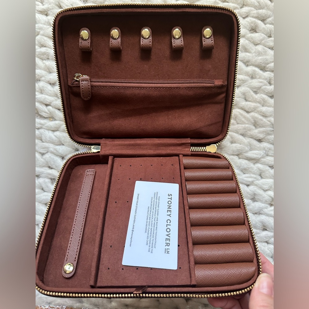 Stoney Clover Lane Expresso Vegan Leather Jewelry Case NWT